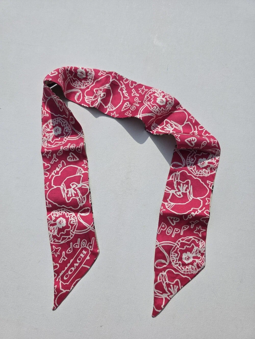 Coach Poppy Reversible Floral Silk Twilly